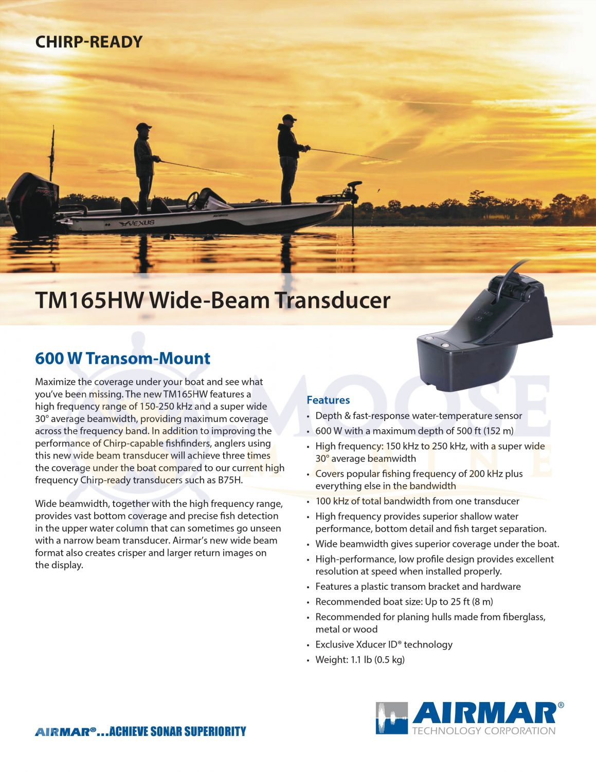 Airmar introduces new TM165HW transducer Moose Marine
